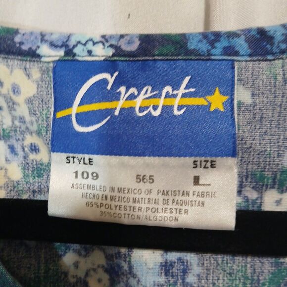 Crest Scrub Top Size L Womans  Blue Floral Med Vet Peds - Picture 4 of 10